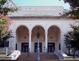 Main entrance (north side) to the Austin History Center in Austin, TX..