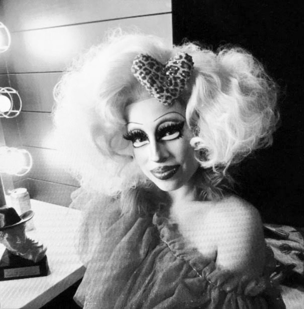 Black & white photo-portrait by Grace McEvoy of Austin drag queen, Brigitte Bandit.