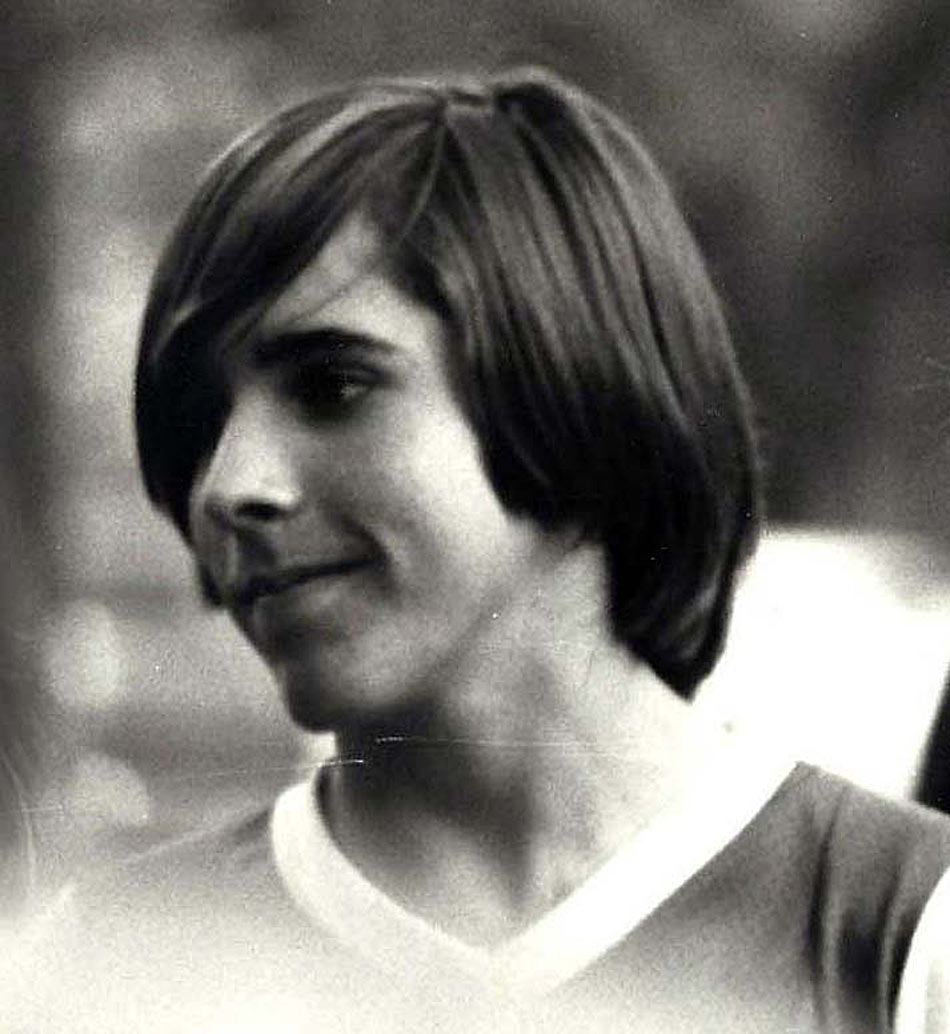 Vintage black & white photo of Inner Space host, Ralph Williams, at around age 13 with long brown hair.