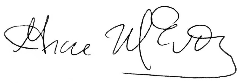Signature of Grace McEvoy in black ink on a white background.