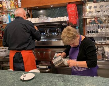 Cranking out capuccinos in Florence, Italy. Grazie!