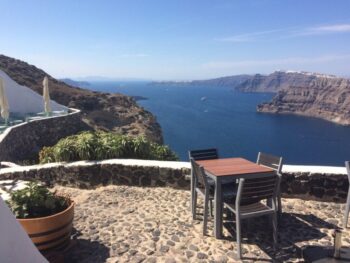 Can you believe that view??? It's hard to believe that a place like this even exists. The Venetsanos Winery—if you're ever in Santorini, you have to go!