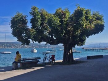 View of Lake Zürich from the Rote Fabrik ("Red Factory") Art Center and Café.