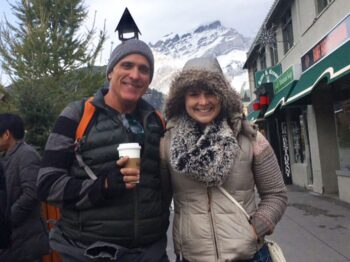 Nice shot of us, with Cascade Mountain in the background and Phoebe looking like a Russian spy. Meanwhile, I'm having a Starbucks coffee, which is so unlike me!